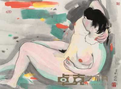 吴冠中 1990年作 金项链 镜心 68×50.2cm